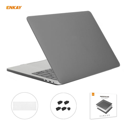 ENKAY 3 in 1 Matte Laptop Protective Case + EU Version TPU Keyboard Film + Anti-dust Plugs Set for MacBook Pro 15.4 inch A1707 & A1990 (with Touch Bar)(Grey) - MacBook Pro Cases by ENKAY | Online Shopping UK | buy2fix