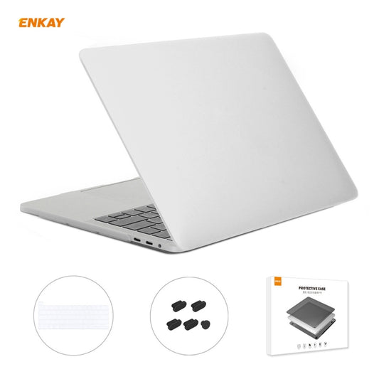 ENKAY 3 in 1 Matte Laptop Protective Case + EU Version TPU Keyboard Film + Anti-dust Plugs Set for MacBook Pro 16 inch A2141 (with Touch Bar)(White) - MacBook Pro Cases by ENKAY | Online Shopping UK | buy2fix