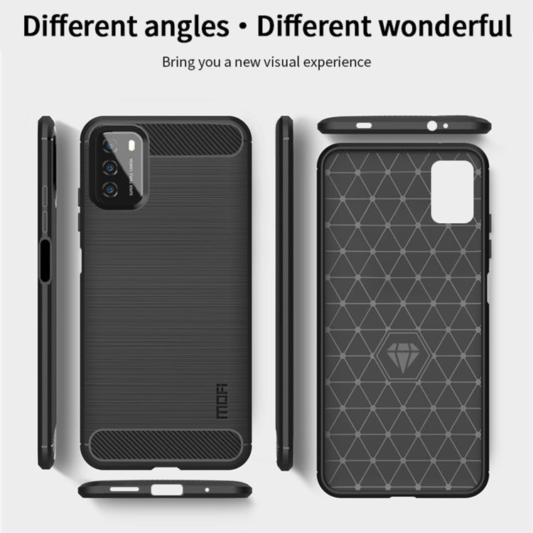 For Xiaomi Poco M3 / Redmi 9T MOFI Gentleness Series Brushed Texture Carbon Fiber Soft TPU Case(Black) - Xiaomi Cases by MOFI | Online Shopping UK | buy2fix