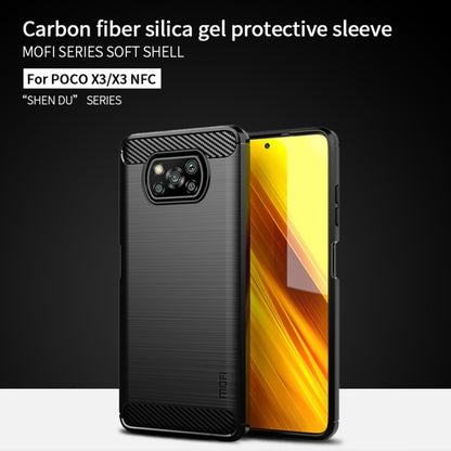 For Xiaomi POCO X3 / X3 NFC MOFI Gentleness Series Brushed Texture Carbon Fiber Soft TPU Case(Black) - Xiaomi Cases by MOFI | Online Shopping UK | buy2fix