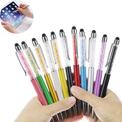 AT-22  2 in 1 Universal Flash Diamond Decoration Capacitance Pen Stylus Ballpoint Pen(Silver) - Stylus Pen by buy2fix | Online Shopping UK | buy2fix