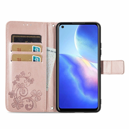 For Blackview A90 Four-leaf Clasp Embossed Buckle Mobile Phone Protection Leather Case with Lanyard & Card Slot & Wallet & Bracket Function(Rose Gold) -  by buy2fix | Online Shopping UK | buy2fix