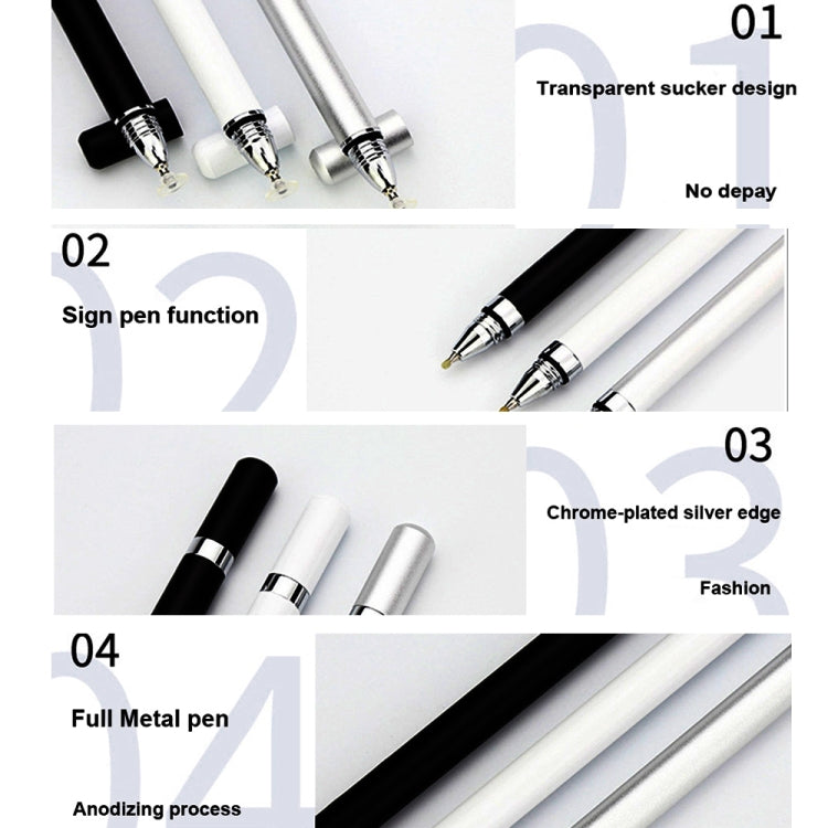 AT-26 2 in 1 Mobile Phone Touch Screen Capacitive Pen Writing Pen with 1 Pen Tip(Silver) - Stylus Pen by buy2fix | Online Shopping UK | buy2fix