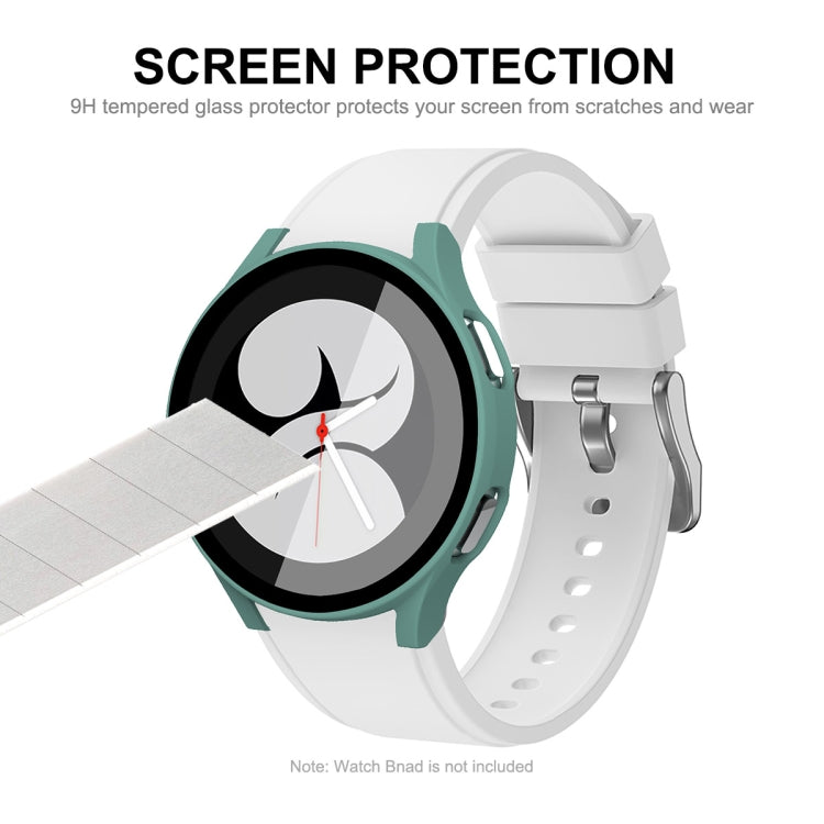 ENKAY Hat-Prince Full Coverage PC Frame + Tempered Glass Protector Composite Case for Samsung Galaxy Watch4 44mm(White) - Watch Cases by ENKAY | Online Shopping UK | buy2fix