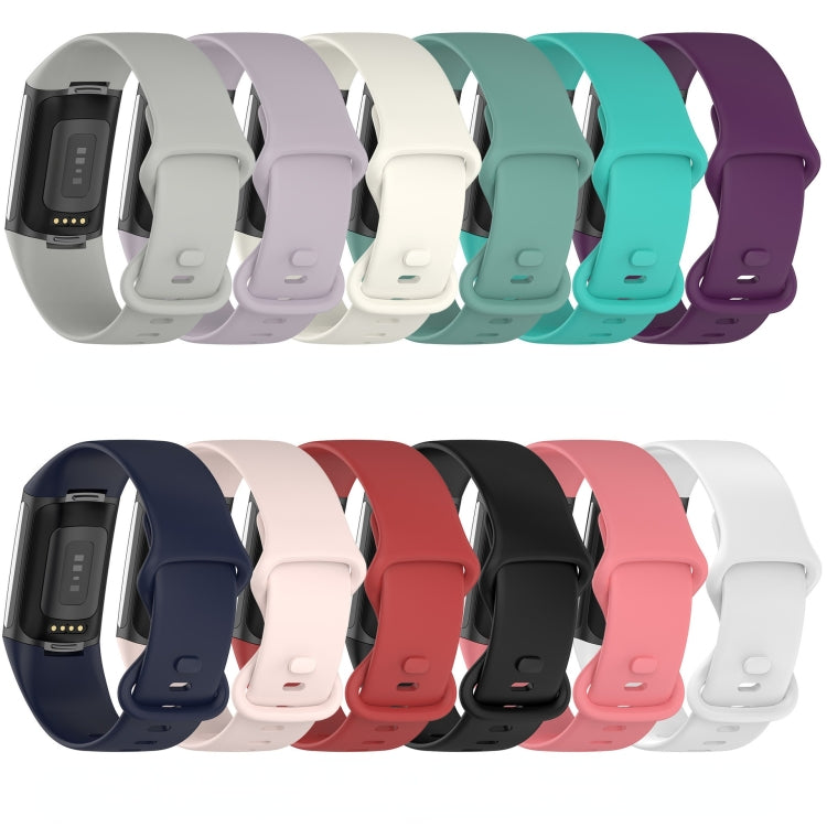 For Fitbit Charge 5 Monochromatic Silicone Watch Band, Size：Large Size(Pink) - Watch Bands by buy2fix | Online Shopping UK | buy2fix