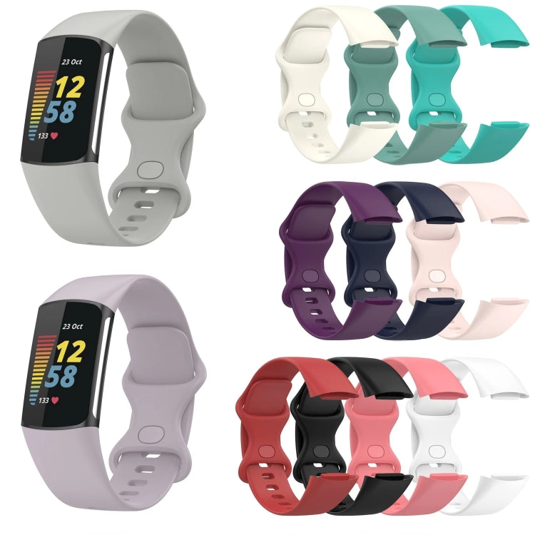 For Fitbit Charge 5 Monochromatic Silicone Watch Band, Size: Small Size(Grey) - Watch Bands by buy2fix | Online Shopping UK | buy2fix