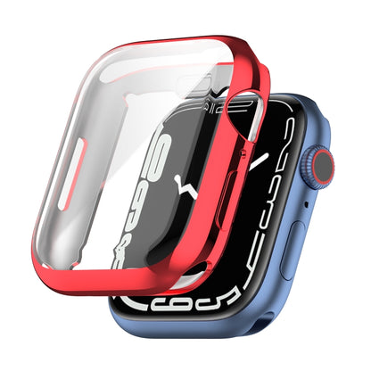 Shockproof TPU Full Protective Shell with Protective Film For Apple Watch Series 9 / 8 / 7 41mm(Red) - Watch Cases by buy2fix | Online Shopping UK | buy2fix