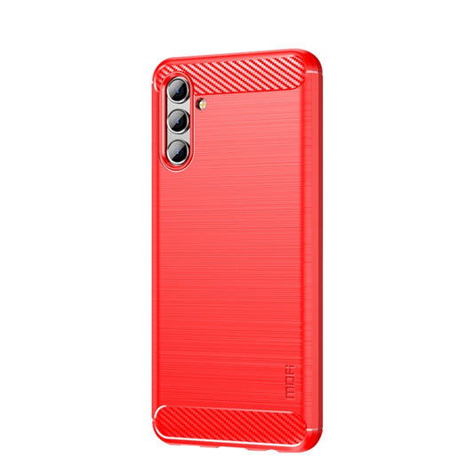 For Samsung Galaxy A13 5G MOFI Gentleness Series Brushed Texture Carbon Fiber Soft TPU Case(Red) - Galaxy Phone Cases by MOFI | Online Shopping UK | buy2fix