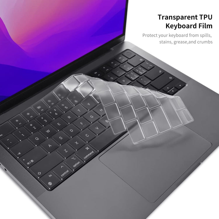 ENKAY Hat-Prince 3 in 1 Crystal Laptop Protective Case + TPU Keyboard Film + Anti-dust Plugs Set for MacBook Pro 16.2 inch A2485 2021/A2880 2023, Version:US Version(Grey) - MacBook Pro Cases by ENKAY | Online Shopping UK | buy2fix