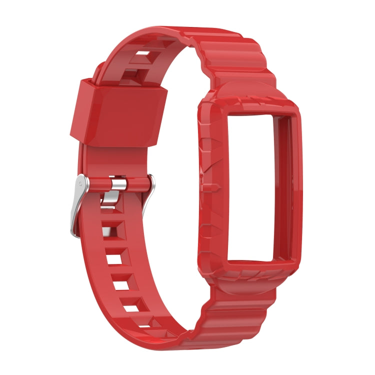 For Fitbit Charge 3 SE Silicone One Body Armor Watch Band(Red) - Watch Bands by buy2fix | Online Shopping UK | buy2fix