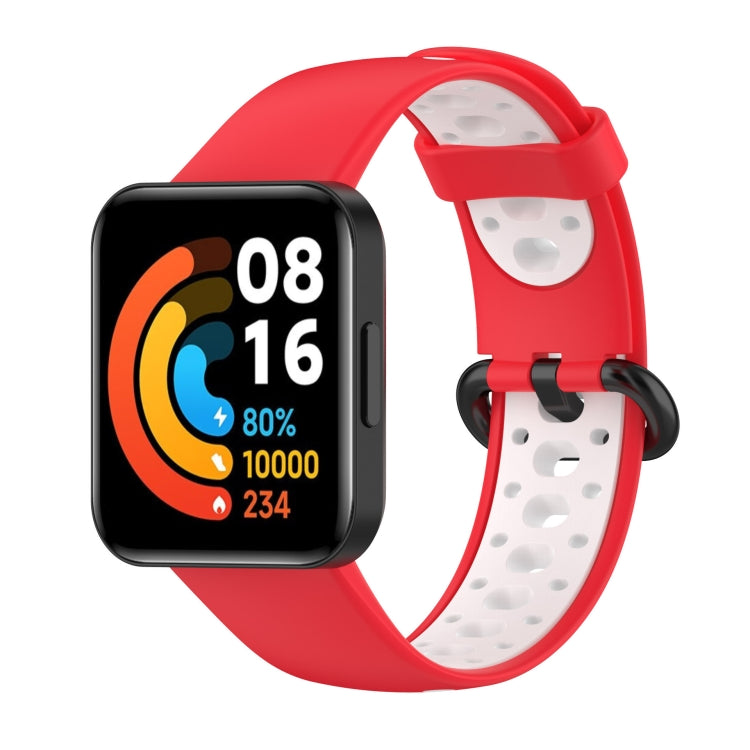 For Xiaomi Redmi Watch 2 Lite Two-Color Mixed Silicone Watch Band(Red+White) - Watch Bands by buy2fix | Online Shopping UK | buy2fix