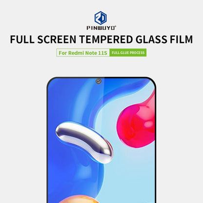 For Xiaomi Redmi Note 11S PINWUYO 9H 2.5D Full Screen Tempered Glass Film(Black) -  by PINWUYO | Online Shopping UK | buy2fix