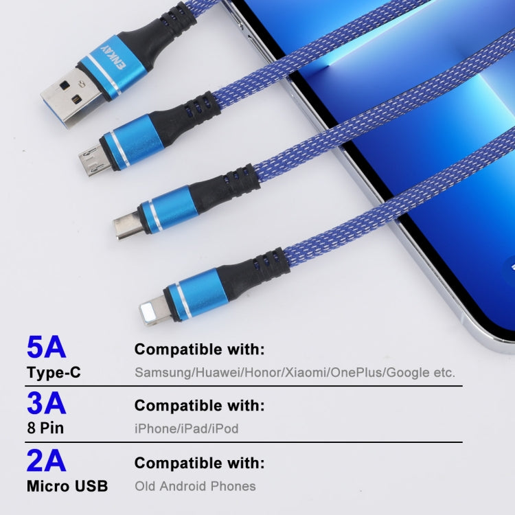 ENKAY ENK-CB121 1.5m 3 in 1 USB 3.0 to Type-C / 8 Pin / Micro USB 5A Fast Charging Cable(Black+Red) - Multifunction Cable by ENKAY | Online Shopping UK | buy2fix