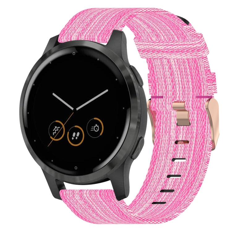 For Garmin Vivoactive 4S 18mm Nylon Woven Watch Band(Pink) - Watch Bands by buy2fix | Online Shopping UK | buy2fix