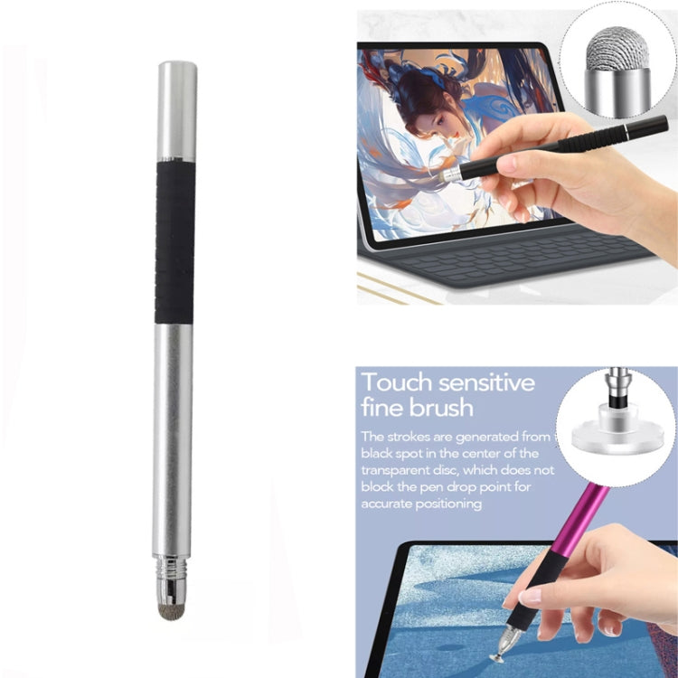 AT-31 Conductive Cloth Head + Precision Sucker Capacitive Pen Head 2-in-1 Handwriting Stylus with 1 Pen Head(Silver Grey) - Stylus Pen by buy2fix | Online Shopping UK | buy2fix
