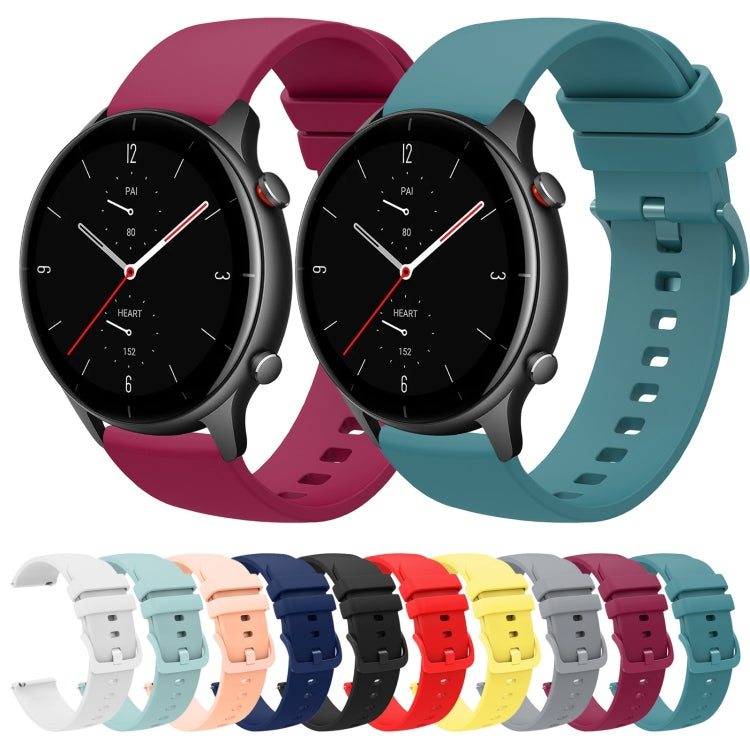 For Amazfit GTR 2e 22mm Solid Color Soft Silicone Watch Band(Wine Red) - Watch Bands by buy2fix | Online Shopping UK | buy2fix