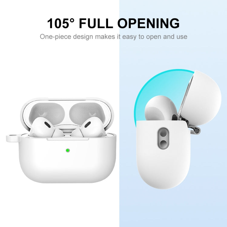 For Apple AirPods Pro 2 2022 ENKAY Thickened Silicone Protective Case with Keychain(White) - For AirPods Pro 2 by ENKAY | Online Shopping UK | buy2fix