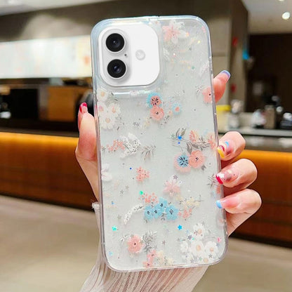 For iPhone 16 Fresh Small Floral Epoxy TPU Phone Case(D01 Beautiful Bouquet) - iPhone 16 Cases by buy2fix | Online Shopping UK | buy2fix