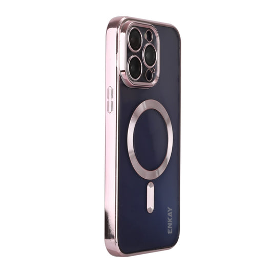 For iPhone 13 Pro ENKAY Electroplated MagSafe Shockproof TPU Phone Case with Lens Film(Pink) - iPhone 13 Pro Cases by ENKAY | Online Shopping UK | buy2fix
