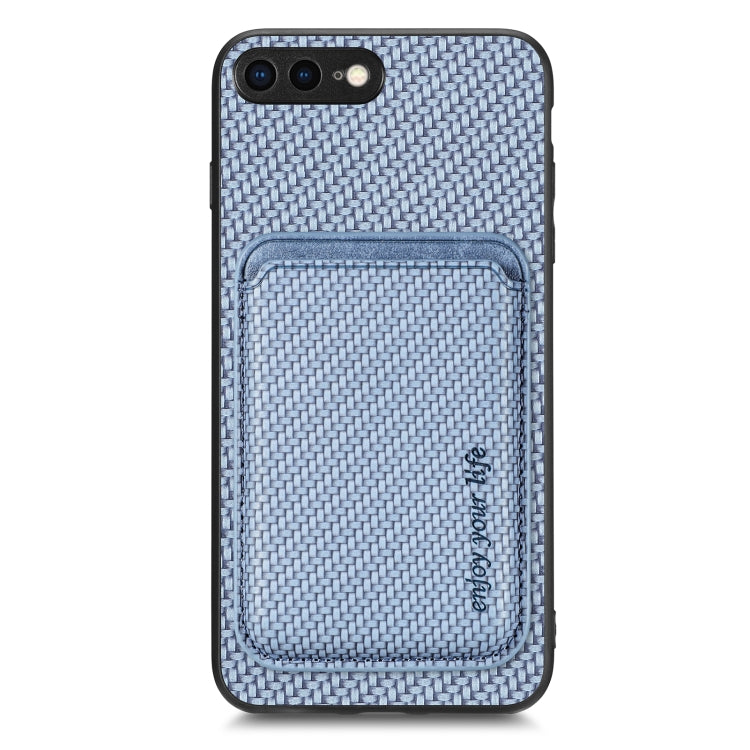 For iPhone 7 Plus / 8 Plus Carbon Fiber Leather Card Magsafe Magnetic Phone Case(Blue) - More iPhone Cases by buy2fix | Online Shopping UK | buy2fix