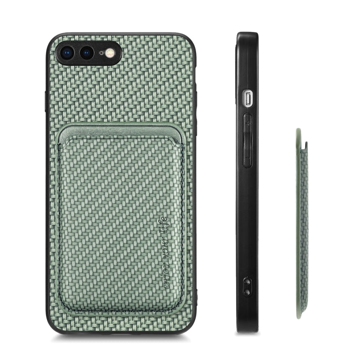 For iPhone 7 Plus / 8 Plus Carbon Fiber Leather Card Magsafe Magnetic Phone Case(Green) - More iPhone Cases by buy2fix | Online Shopping UK | buy2fix