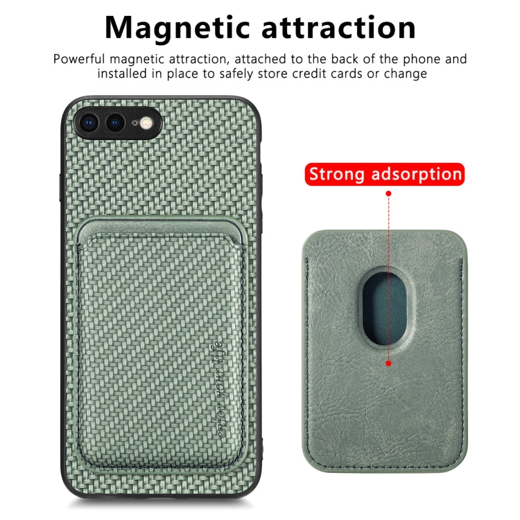 For iPhone 7 Plus / 8 Plus Carbon Fiber Leather Card Magsafe Magnetic Phone Case(Green) - More iPhone Cases by buy2fix | Online Shopping UK | buy2fix