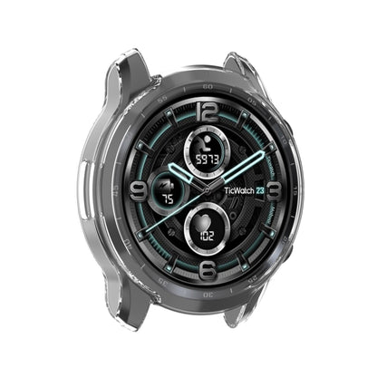 For Ticwatch Pro 3 Ultra GPS TPU Color Transparent Half Wrapped Protective Shell(Transparent Black) - Watch Case by buy2fix | Online Shopping UK | buy2fix