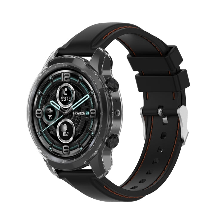 For Ticwatch Pro 3 Ultra GPS TPU Color Transparent Half Wrapped Protective Shell(Transparent Black) - Watch Case by buy2fix | Online Shopping UK | buy2fix