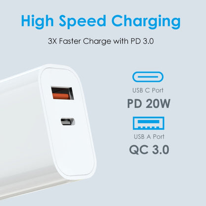 NORTHJO NOPD2002 PD20W USB-C/Type-C + QC 3.0 USB Dual Ports Fast Charger, US Plug(White) - USB Charger by NORTHJO | Online Shopping UK | buy2fix