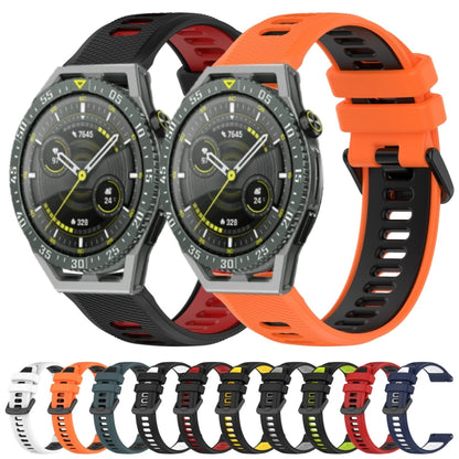 For Huawei Watch 3 Pro New 22mm Sports Two-Color Silicone Watch Band(Black+Yellow) - Watch Bands by buy2fix | Online Shopping UK | buy2fix