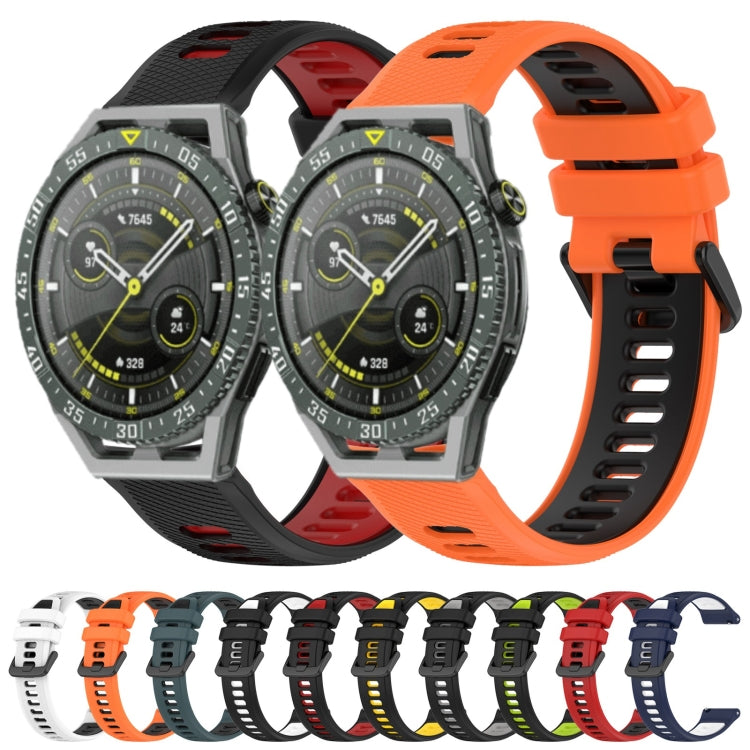 For Huawei GT2 46mm 22mm Sports Two-Color Silicone Watch Band(Black+Red) - Watch Bands by buy2fix | Online Shopping UK | buy2fix