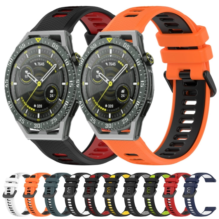 For Huawei Watch GT 2E 22mm Sports Two-Color Silicone Watch Band(Olive Green+Black) - Watch Bands by buy2fix | Online Shopping UK | buy2fix