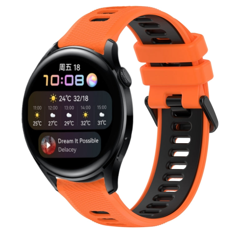 For Huawei Watch 3 22mm Sports Two-Color Silicone Watch Band(Orange+Black) - Watch Bands by buy2fix | Online Shopping UK | buy2fix