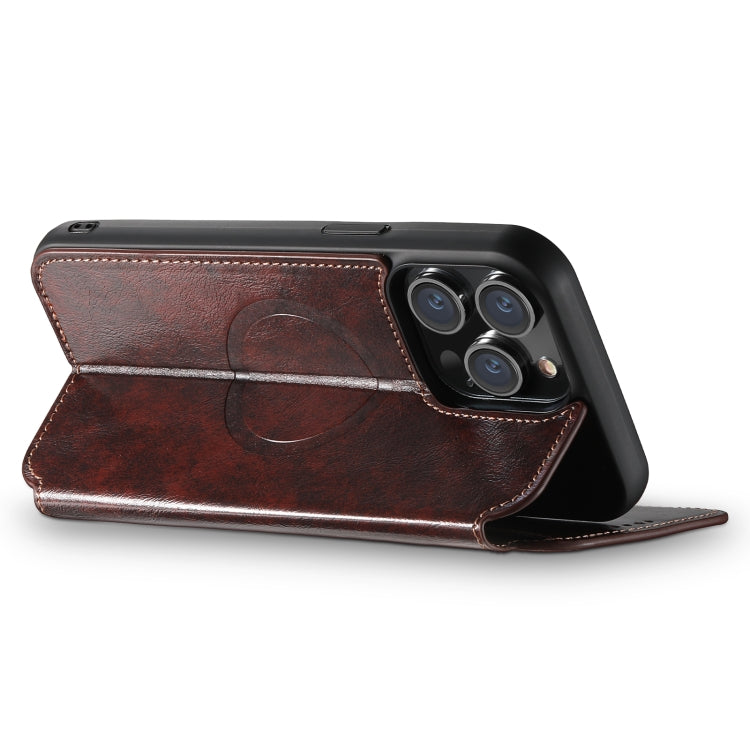 For iPhone 13 Suteni J05 Leather Magnetic Magsafe Phone Case(Brown) - iPhone 13 Cases by Suteni | Online Shopping UK | buy2fix