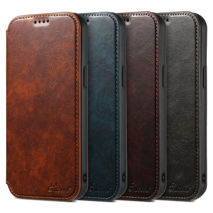 For iPhone 13 Pro Suteni J05 Leather Magnetic Magsafe Phone Case(Khaki) - iPhone 13 Pro Cases by Suteni | Online Shopping UK | buy2fix