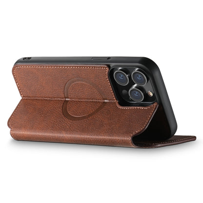 For iPhone 12/12 Pro Suteni J06 Retro Matte Litchi Texture Leather Magnetic Magsafe Phone Case(Brown) - iPhone 12 / 12 Pro Cases by Suteni | Online Shopping UK | buy2fix