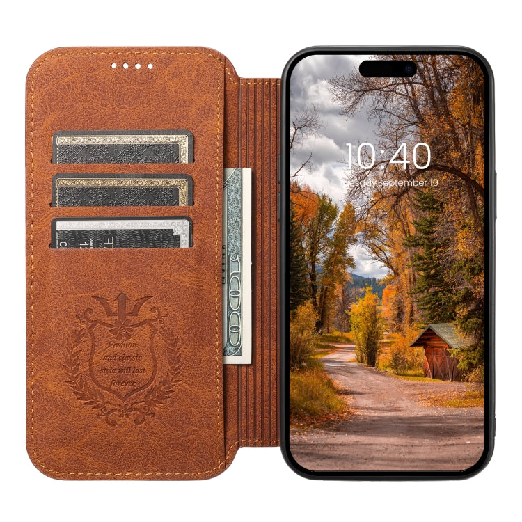 For iPhone 13 Suteni J06 Retro Matte Litchi Texture Leather Magnetic Magsafe Phone Case(Khaki) - iPhone 13 Cases by Suteni | Online Shopping UK | buy2fix