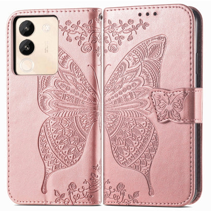 For vivo X100 Butterfly Love Flower Embossed Leather Phone Case(Rose Gold) - X100 Cases by imak | Online Shopping UK | buy2fix