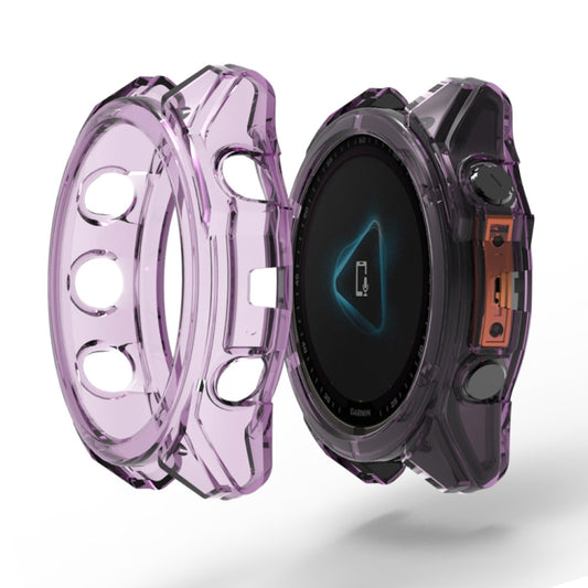 For Garmin Fenix 8 AMOLED / MIP 47mm ENKAY Hat-Prince Transparent TPU Frame Drop Protection Case(Purple) - Watch Cases by ENKAY | Online Shopping UK | buy2fix