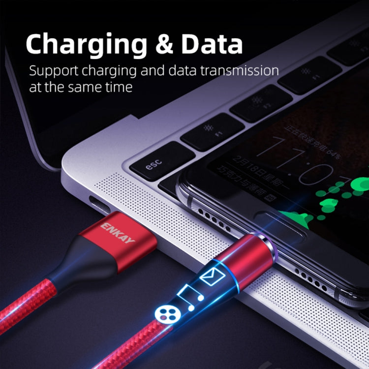 ENKAY 2 in 1 5A USB to Type-C + 8 Pin Magnetic Fast Charging Data Cable with LED Light, Length: 1m(Black) - Charging Cable & Head by ENKAY | Online Shopping UK | buy2fix