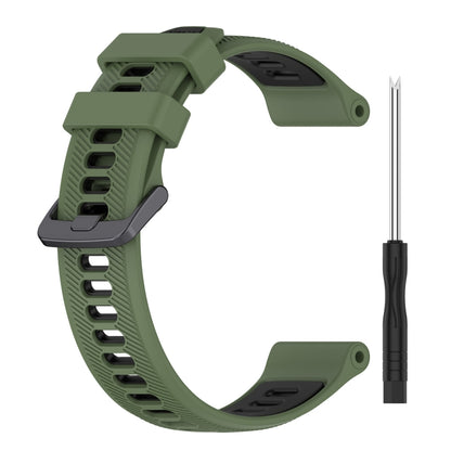 For Garmin Fenix 7 Pro Sports Two-Color Silicone Watch Band(Army Green+Black) - Watch Bands by buy2fix | Online Shopping UK | buy2fix