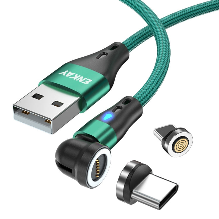 ENKAY 3A USB to Type-C / 8 Pin Magnetic 540 Degrees Rotating Fast Charging Cable, Length:2m(Green) - Charging Cable & Head by ENKAY | Online Shopping UK | buy2fix