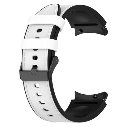 For Samsung Galaxy Watch 6 Classic Silicone Leather Black Buckle Watch Band(White) - Watch Bands by buy2fix | Online Shopping UK | buy2fix