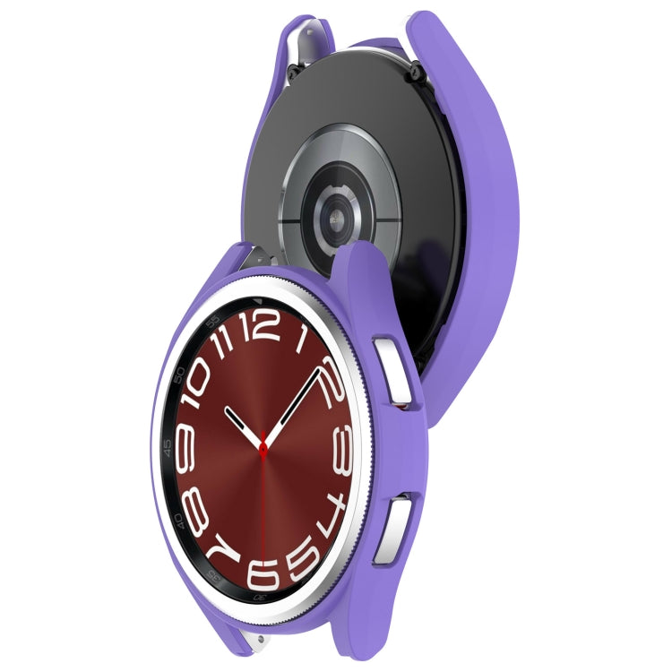 For Samsung Galaxy Watch 6 Classic 47mm Half Coverage Hollow PC Watch Protective Case(Purple) - Watch Cases by buy2fix | Online Shopping UK | buy2fix