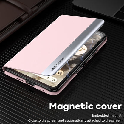 For   Google Pixel Fold Side Electroplating Adsorption Ultra-thin Leather Phone Case(Pink) - Google Cases by buy2fix | Online Shopping UK | buy2fix