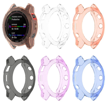 For Garmin Fenix 7X Pro Half-Package TPU Watch Protective Case(Transparent Orange) - Watch Cases by buy2fix | Online Shopping UK | buy2fix