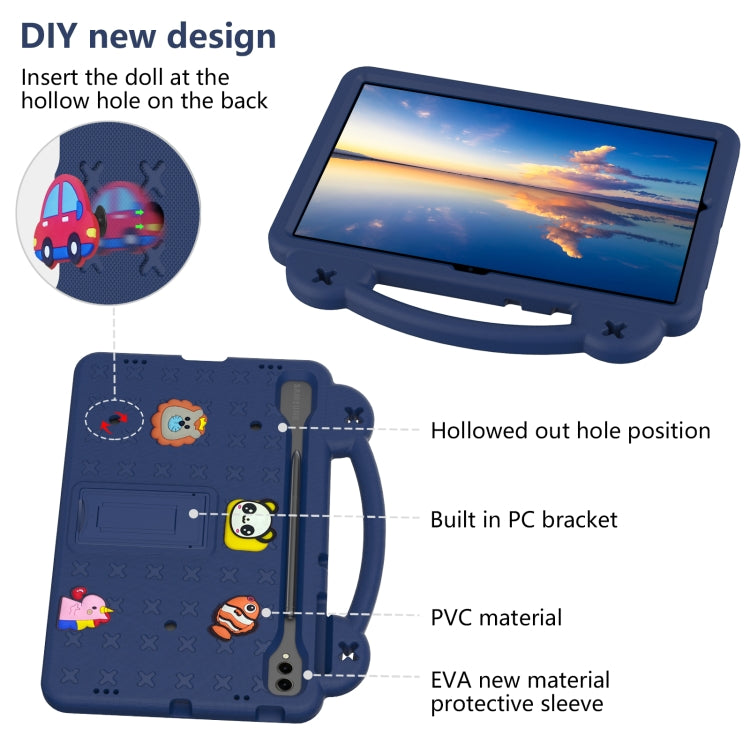 For Samsung Galaxy Tab S8+ 12.4 X800/X806 Handle Kickstand Children EVA Shockproof Tablet Case(Navy Blue) - Galaxy Tab S8+ Cases by buy2fix | Online Shopping UK | buy2fix