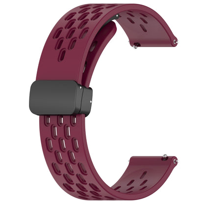 For Amazfit Pop Pro 20mm Folding Magnetic Clasp Silicone Watch Band(Burgundy) - Watch Bands by buy2fix | Online Shopping UK | buy2fix