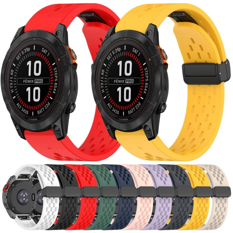 For Garmin Fenix 6S Pro 20mm Folding Buckle Hole Silicone Watch Band(Starlight Color) - Watch Bands by buy2fix | Online Shopping UK | buy2fix