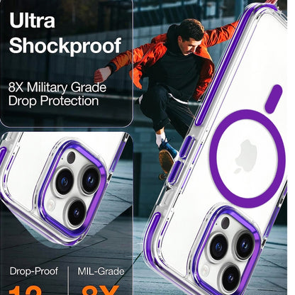 For iPhone 15 Pro Dual-color MagSafe TPU Hybrid Clear PC Shockproof Phone Case(Black) - iPhone 15 Pro Cases by buy2fix | Online Shopping UK | buy2fix